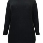 BLACK Long Sleeve Chunky Rib Longline Jumper Size 14 - 24