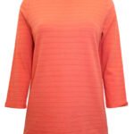 CORAL Pure Cotton Textured Stripe 3/4 Sleeve Top Size 24/26