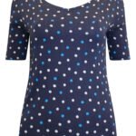 Pure Cotton Polka Dot V-Neck Half Sleeve T-Shirt
