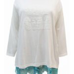 IVORY Pure Cotton Eyelash Lace 3/4 Sleeve Top Size 28/30