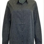 BLACK Polka Dot Print Long Sleeve Shirt Size 12 - 22