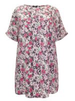 MULTI Floral Short Sleeve Longline Boxy Top Size 12 - 26