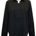BLACK Long Sleeve Pocket Detail Shirt Size 12- 20