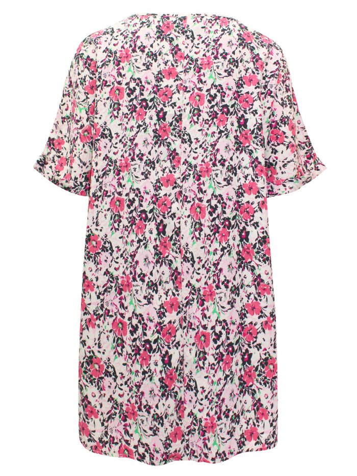 MULTI Floral Short Sleeve Longline Boxy Top Size 12 - 26 - Image 3