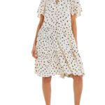 IVORY Animal Angel Sleeve Tiered Smock Dress Size 16