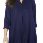 NAVY 3/4 Sleeve Tab Front Tunic Size 16 - 34