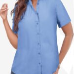 BLUE French Blue Short Sleeve Kate Big Shirt Size 22 - 36