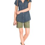 BPC DARK-BLUE Pure Cotton Notch Neck Button Through Shirt Size 14-24
