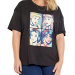 KIABI Disney BLACK Pure Cotton Comic Princess Portraits Tee Size 18 - 32