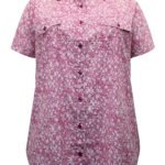 MAGENTA Paisley Ditsy Short Sleeve Rounded Hem Utility Cotton Shirt Size 18/20 Only