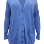 BLUE Longline Pocket Detail Cardigan Size 10 - 28
