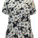 BLACK Floral Print Woven Top Size 14 - 32