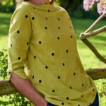 GREEN Pure Cotton Spot Embroidered 3/4 Sleeve Top Size 8 - 26