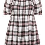 Curve PINK Check Print Square Neck Shirred Top Size 16 -32