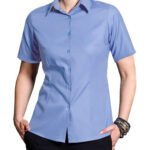 Disley Heritage BLUE Classic Oxford Short Sleeve Moira Blouse Size 10 - 14