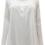 IVORY Pure Cotton Long Sleeve Henley Top Size 26 - 32