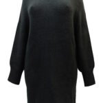 BLACK Longline Knitted Jumper Size 16 - 28