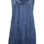 BLUE Beaded Tie Cowl Neck Layering Tunic Vest Size 22/24