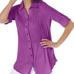 MAGENTA Pintucked Button Down Gauze Shirt Size 16 - 38