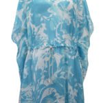 BLUE Printed Rope Tie Waist Kaftan One Size (16/22)
