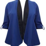 BLUE Shawl Collar Open Front Jacket Size 16 - 22
