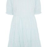 Curve AQUA-GREEN Gingham Tiered Tunic Top