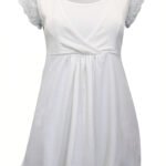 Pure Cotton Wrap Lace Sleeve Top Size 10 - 24