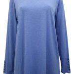 J.Jill BLUE Pure Cotton Button Cuff Top Size 10 - 22
