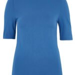 BRIGHT-BLUE High Neck Short Sleeve Top Size 12 - 24