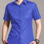 Disley Heritage ROYAL BLUE Classic Oxford Short Sleeve Moira Blouse Size 10 - 30