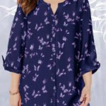 NAVY Butterflies Georgette Button Front Tie Sleeve Cafe Blouse Size 20 - 40