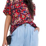 MULTI Floral Short Sleeve Longline Boxy Top Size 14 - 24