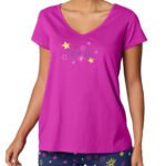 MAGENTA Pure Cotton 'Stars' Short Sleeve Loungewear Top Size 10 - 20