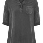 Curve BLACK Acid Wash Overhead Shirt Size 16 - 32
