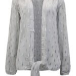 GREY Metallic Print Tie Front Cardigan Size 12 - 20