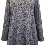 J.Jill CHARCOAL Supima Cotton Animal Print Long Sleeve Tunic Size 10 - 18