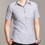 Disley Heritage SILVER Classic Oxford Short Sleeve Moira Blouse Size 8 - 20