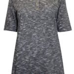 BLACK Melange Short Sleeve Jersey Henley Top Size S - 3XL