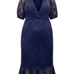 NAVY Lace Wrap Dress Size 14 - 30