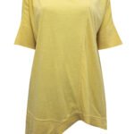 YELLOW Pure Cotton Asymmetric Hem Panelled Top Size 14 - 20