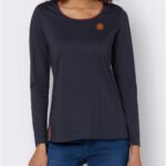 NAVY Modal Blend Piping Detail Long Sleeve Top Size 10 - 28