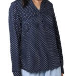 NAVY Polka Dot Print Pocket Blouse Size 14-20