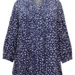 NAVY Printed 3/4 Sleeve Pintuck Blouse Size 14 - 26