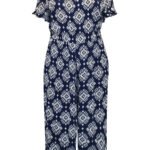 NAVY Printed Crinkle Bardot Jumpsuit Size 10 - 26
