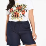 NAVY Linen Blend Pull On Shorts Size 22 - 32