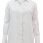 WHITE Pure Cotton Curved Hem Shirt Size 16 - 32