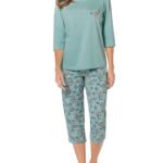 TURQUOISE Pure Cotton 3/4 Sleeve Loungewear Top Size 10 - 28