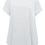 WHITE Pure Cotton Velvet Pocket Top Size 18/20