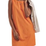 SOFT-ORANGE Linen Blend Open Back Shift Dress Size 10 - 32
