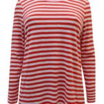 RED/WHITE Pure Cotton Striped Long Sleeve Top Size 14 - 30